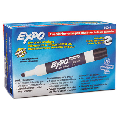 Low-Odor Dry-Erase Marker, Broad Chisel Tip, Black, Dozen